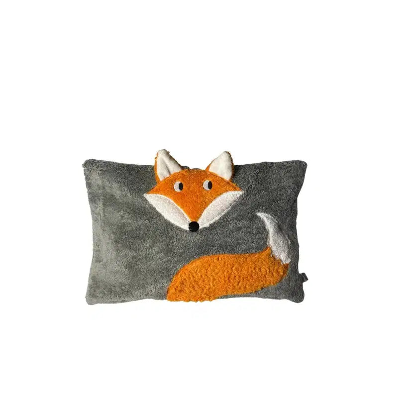Handgemachtes Bio-Kuschelkissen in Fuchsform, grau – weich und babysicher von PAT & PATTY