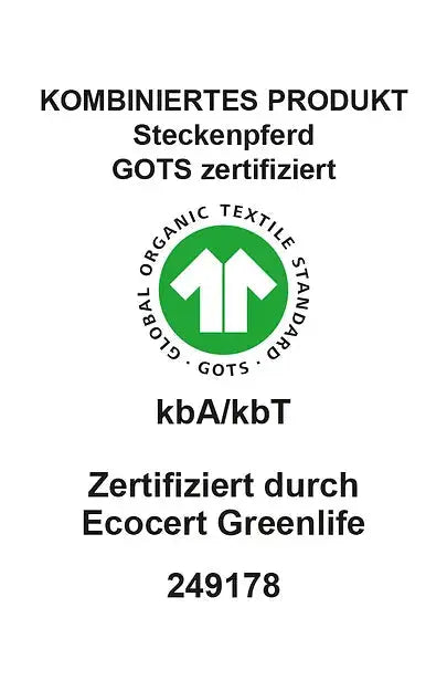 GOTS-zertifiziertes Bio-Steckenpferd Abraxas mit Gebiss – handgemachtes, nachhaltiges Spielzeug für Kinder von PAT & PATTY