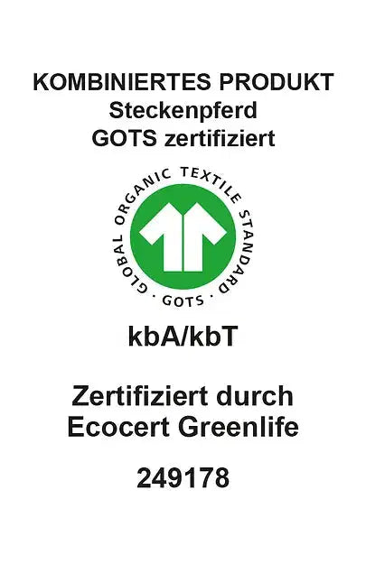 GOTS-zertifiziertes Bio-Steckenpferd „Flicka“ – handgemachtes, nachhaltiges Spielzeug für Kinder von PAT & PATTY