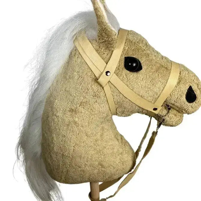 Hellbraunes Bio-Steckenpferd Zimtstern mit Gebiss – handgemachtes Reitspielzeug für Kinder von PAT & PATTY