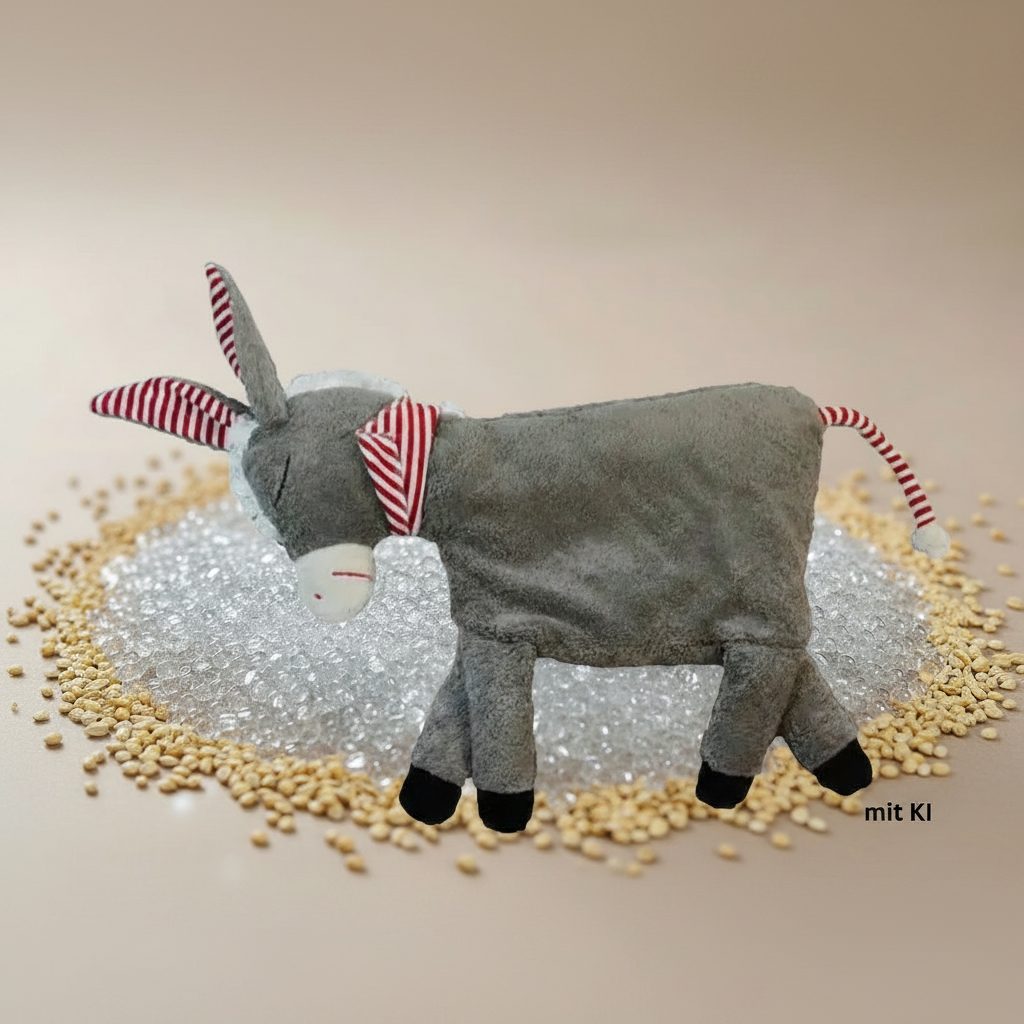 bio Kuschelkissen Esel grau Gewichtes Kissen mit Glasperlen , GOTS zertifiziert – PAT & PATTY