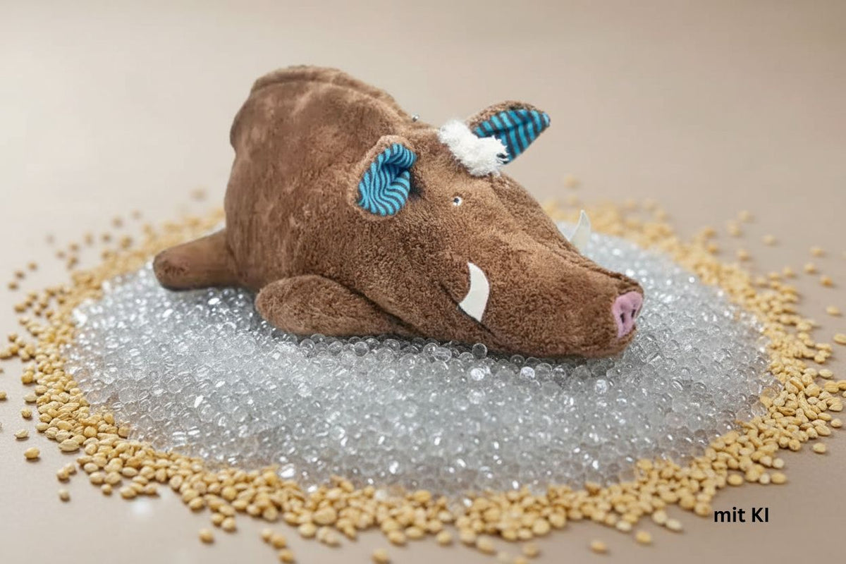 Kuschelkissen Wildschwein mit Glasperlen und Hirsespelz