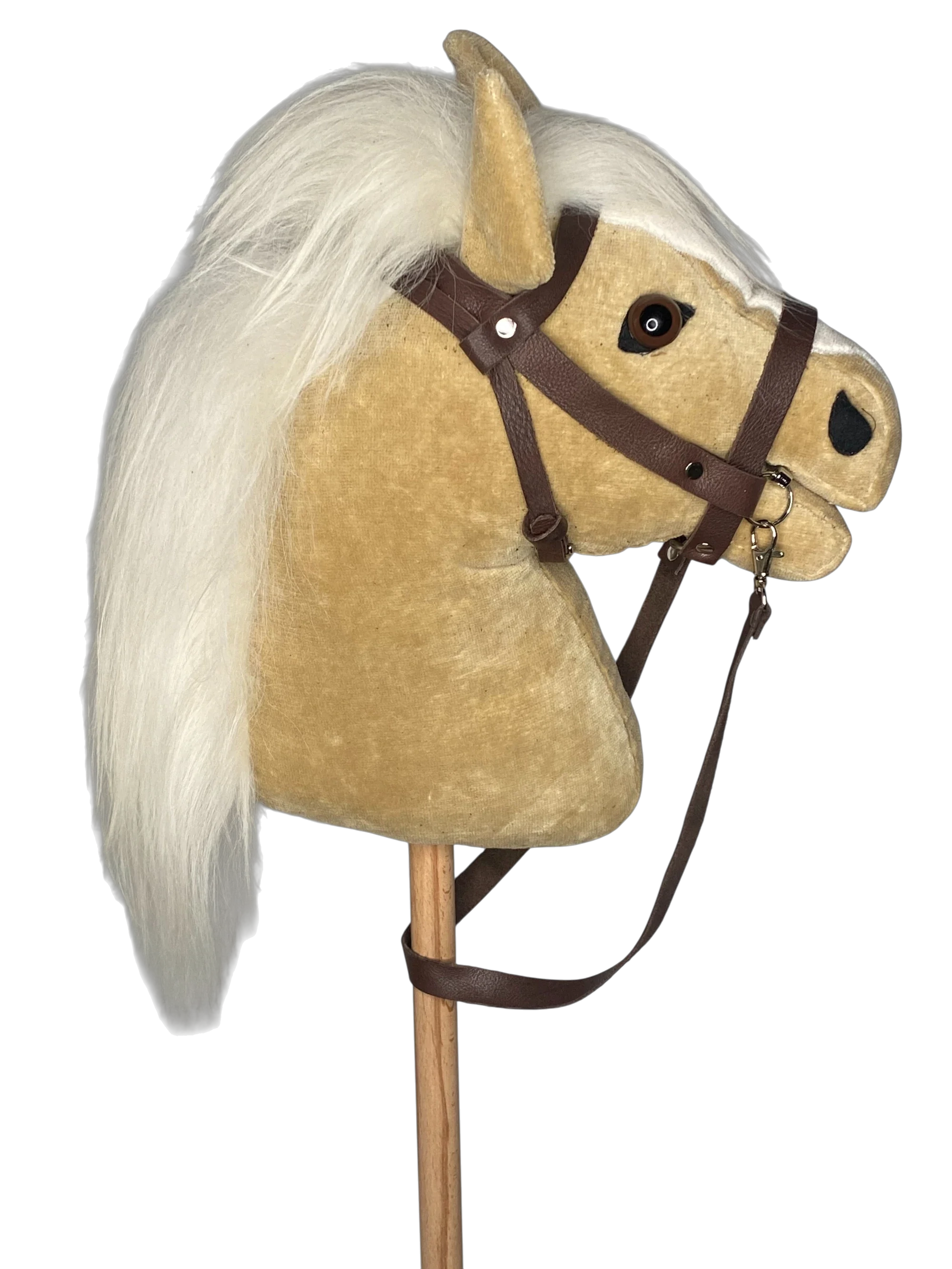 Bio Hobby Horse Steckenpferd beiges Samt / Velvet weisser Mähne von PAT & PATTY