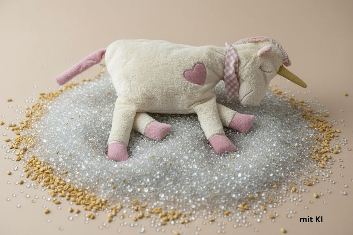 bio Kuschelkissen Einhorn Gewichtes Kissen  mit Glasperlen , GOTS zertifiziert – PAT & PATTY