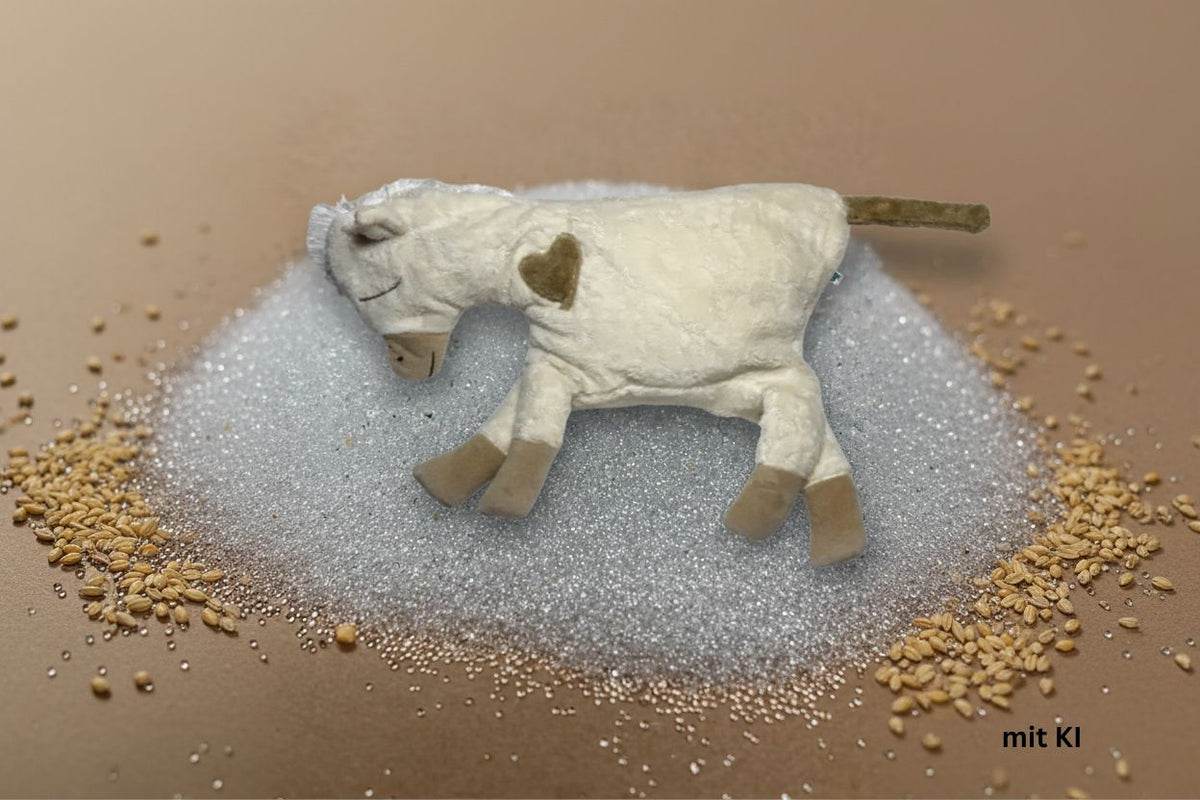 bio Kuschelkissen Pferd naturweiß Gewichtes Kissen  mit Glasperlen , GOTS zertifiziert – PAT & PATTY