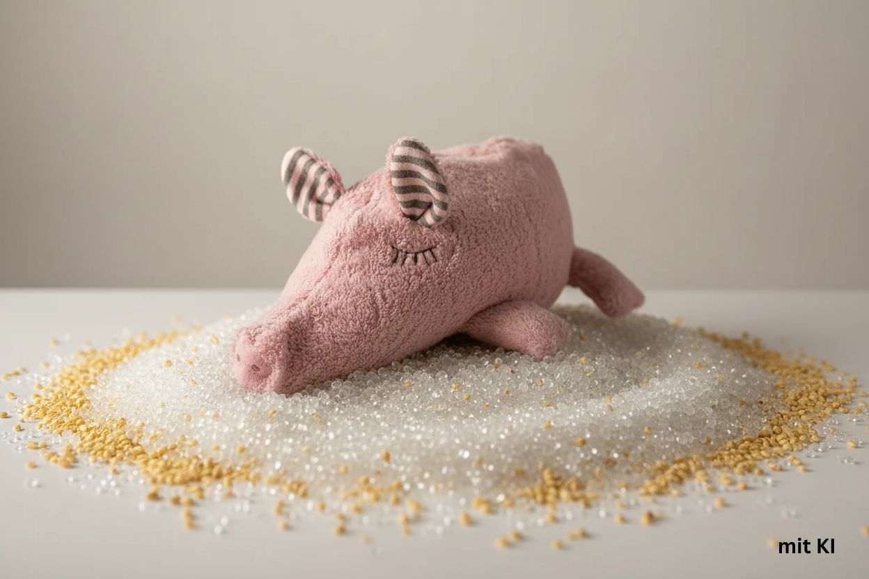 bio Kuschelkissen rosa Schwein Gewichtes Kissen  mit Glasperlen , GOTS zertifiziert – PAT & PATTY